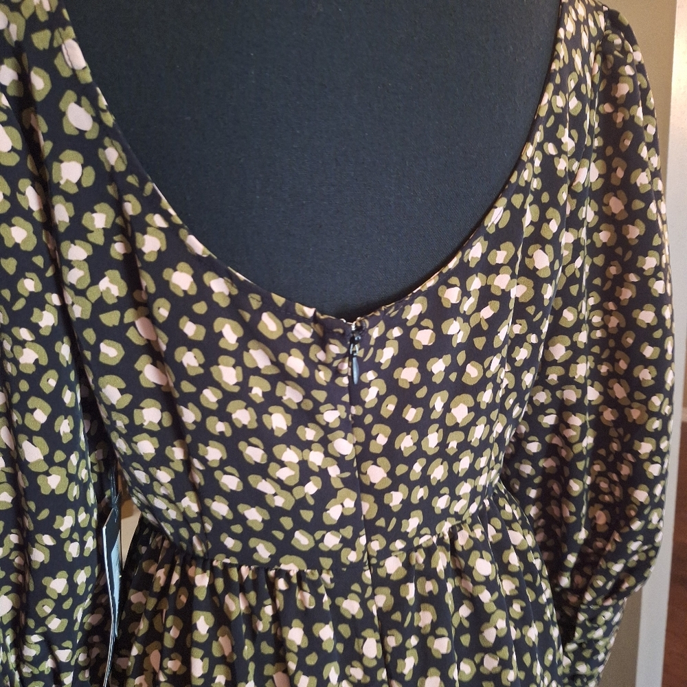 Who What Wear Leopard Maxi Cottagecore Scoop Back Dress Small - Picture 11 of 16